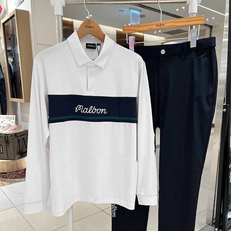 Malbon Korea Men's Tech Color Block Polo Shirt