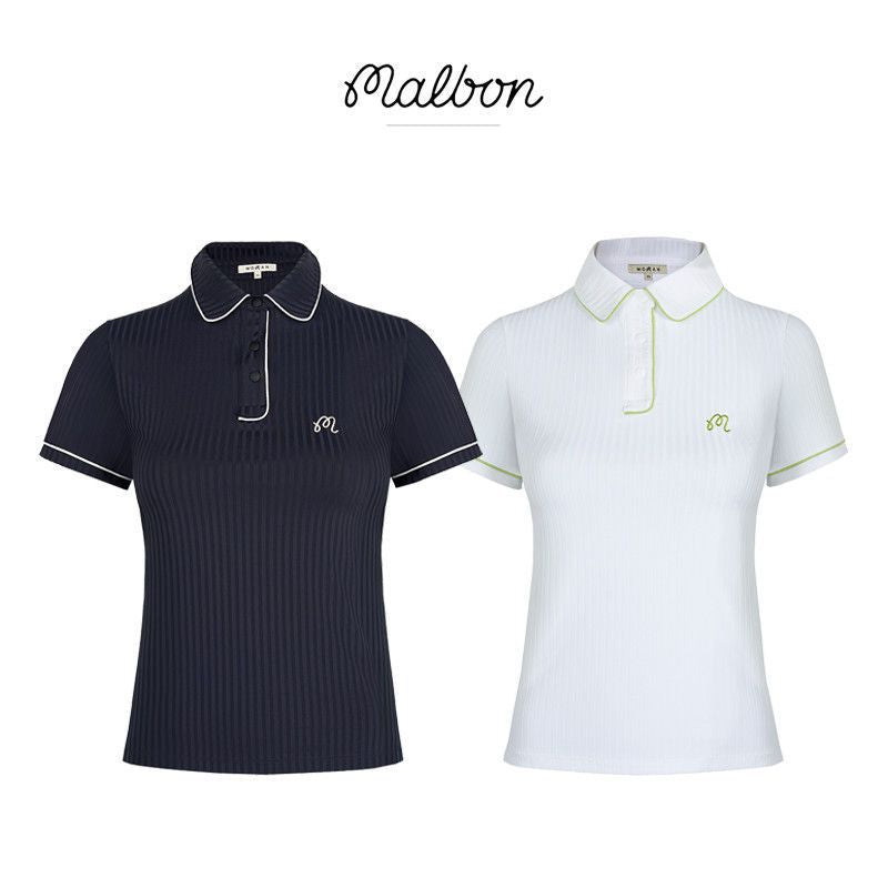 Malbon Korea New 2025 SS Women's Anna Short-Sleeve Polo Shirt slim high stretch breathable top