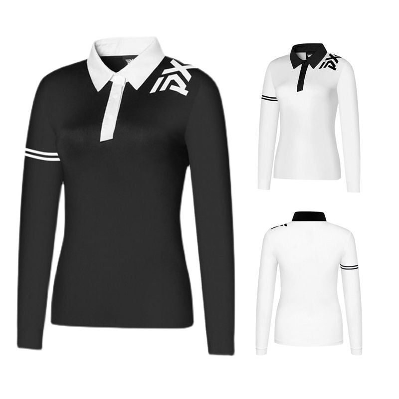 PXG Women SS Black & White Quick Drying Casual Slim Top Golf T-Shirt Long Sleeve