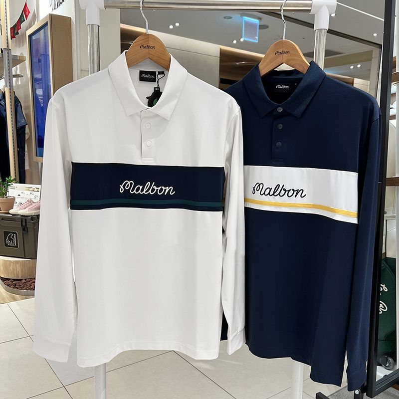 Malbon Korea Men's Tech Color Block Polo Shirt