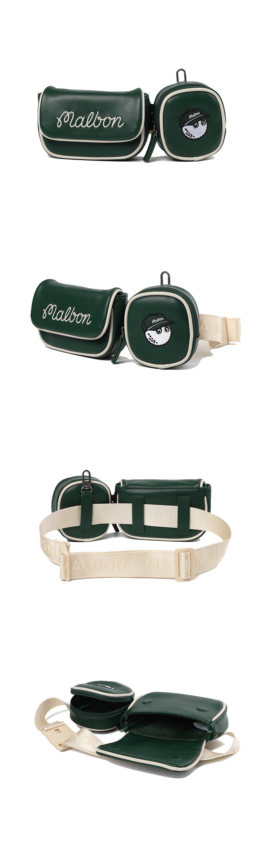 MALBON Korea Two Pocket Belt Bag Women's waist bag versatile storage belt bag