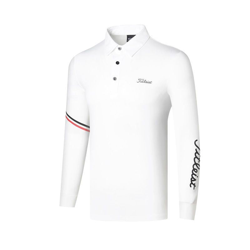 TITLELIST Korea Classic Stripe Men's Golf Polo T-Shirt FW Long-Sleeve Quick Dry