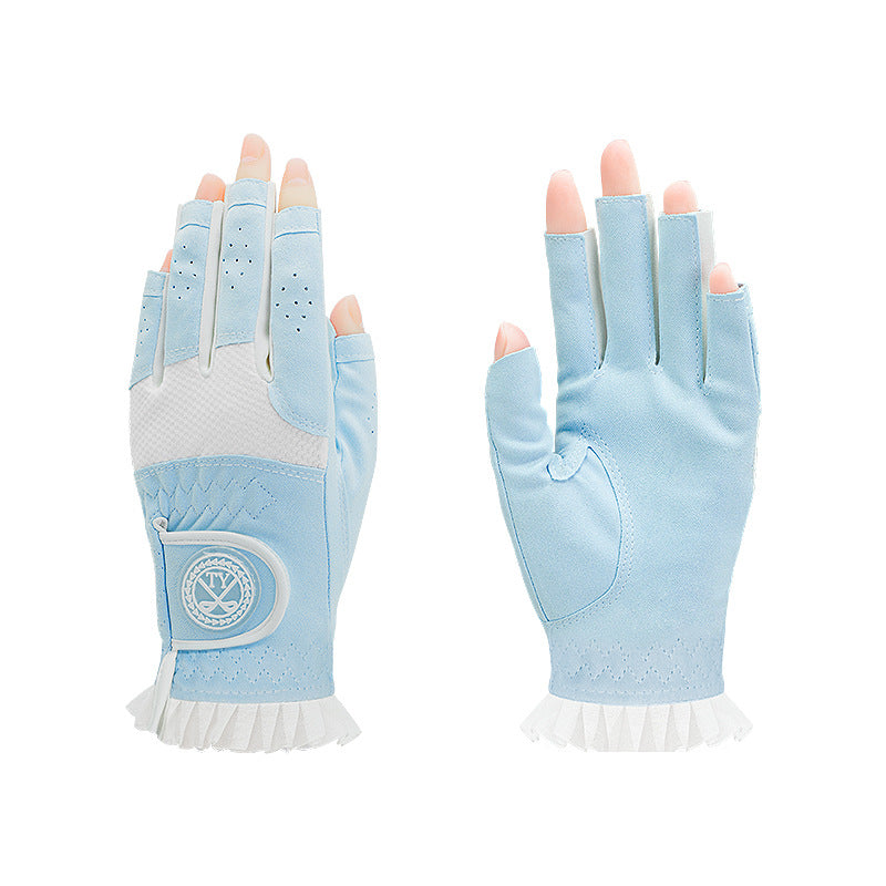 GREEN STAR Ladies Lace Golf Gloves half-finger gloves set