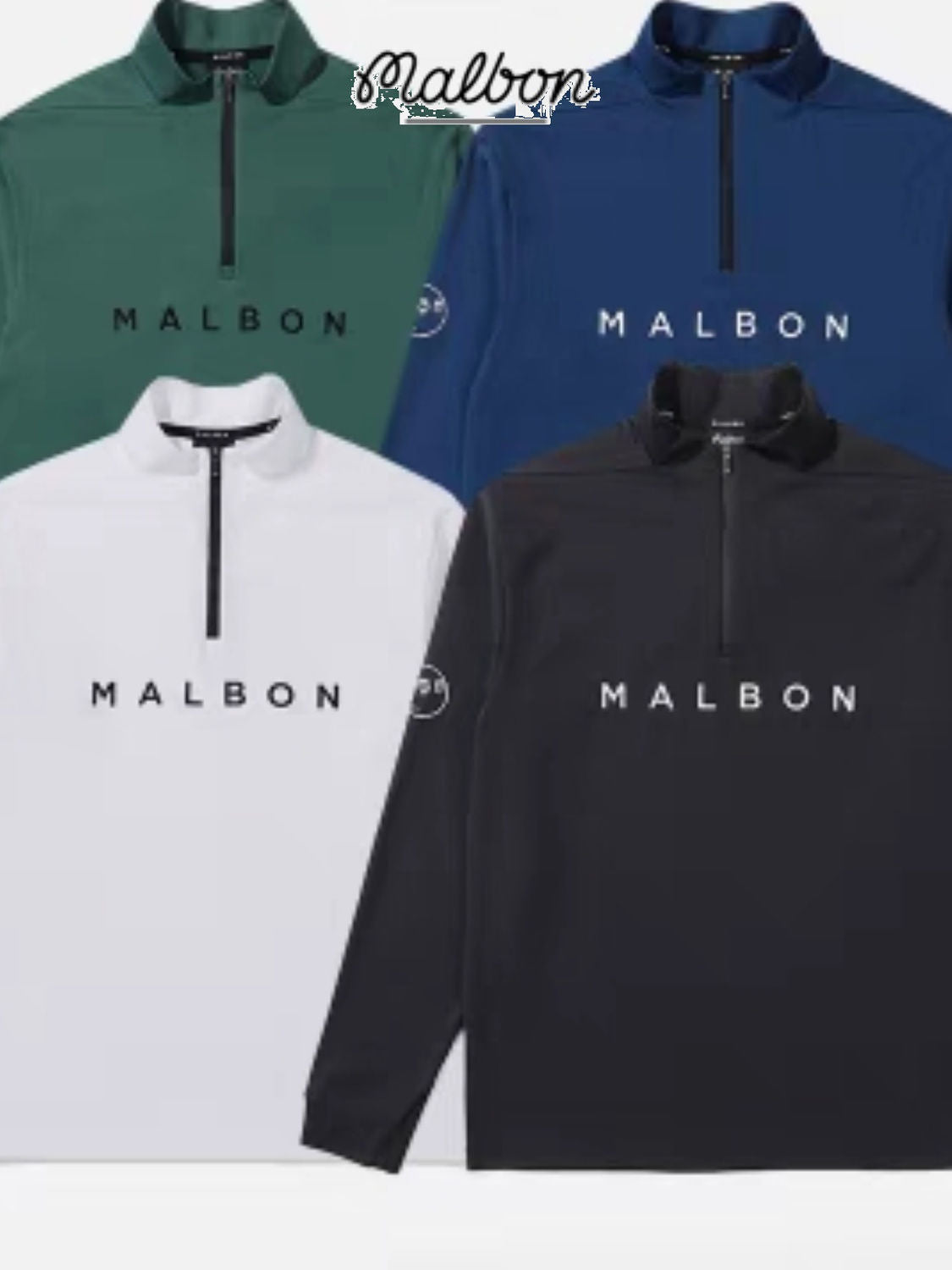 MALBON Golf Korea Men Shirt Long Sleeve Half-high Neck Jersey Light Outdoor Sports Casual Zipper Top