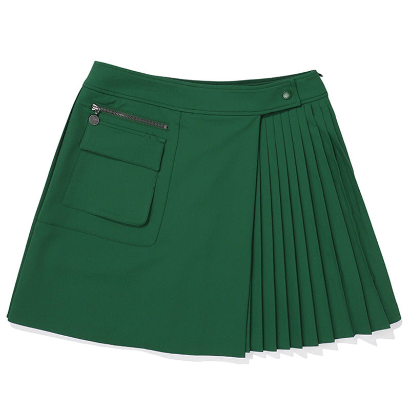 Malbon Korea Half-Pleated Zipper Pocket Golf Skirt for Women