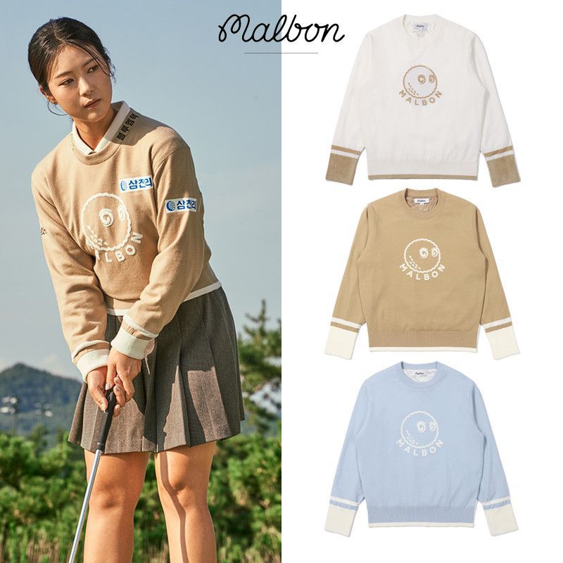 MALBON Korea FW24 Women Buckets Sweater Windproof Knit Shirt