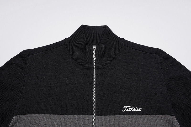 TITLEIST Korea Men Zip-up Golf Sweater FW Casual Warm Stand Collar Jacket Outerwear