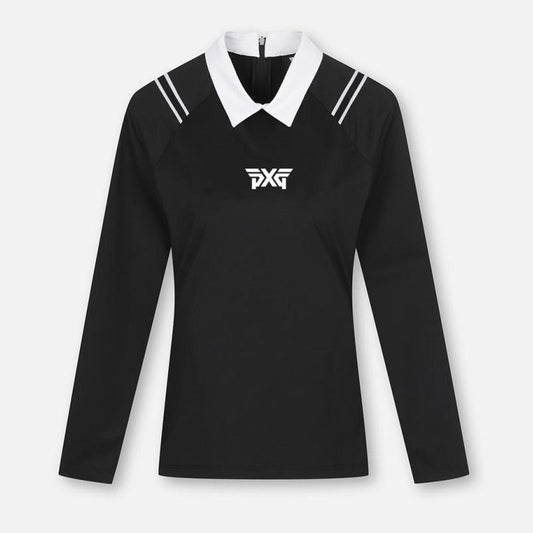 PXG Korea Women's Long Sleeve Golf Shirt Slim Fit Stretch Quick Drying Polo Jersey Top