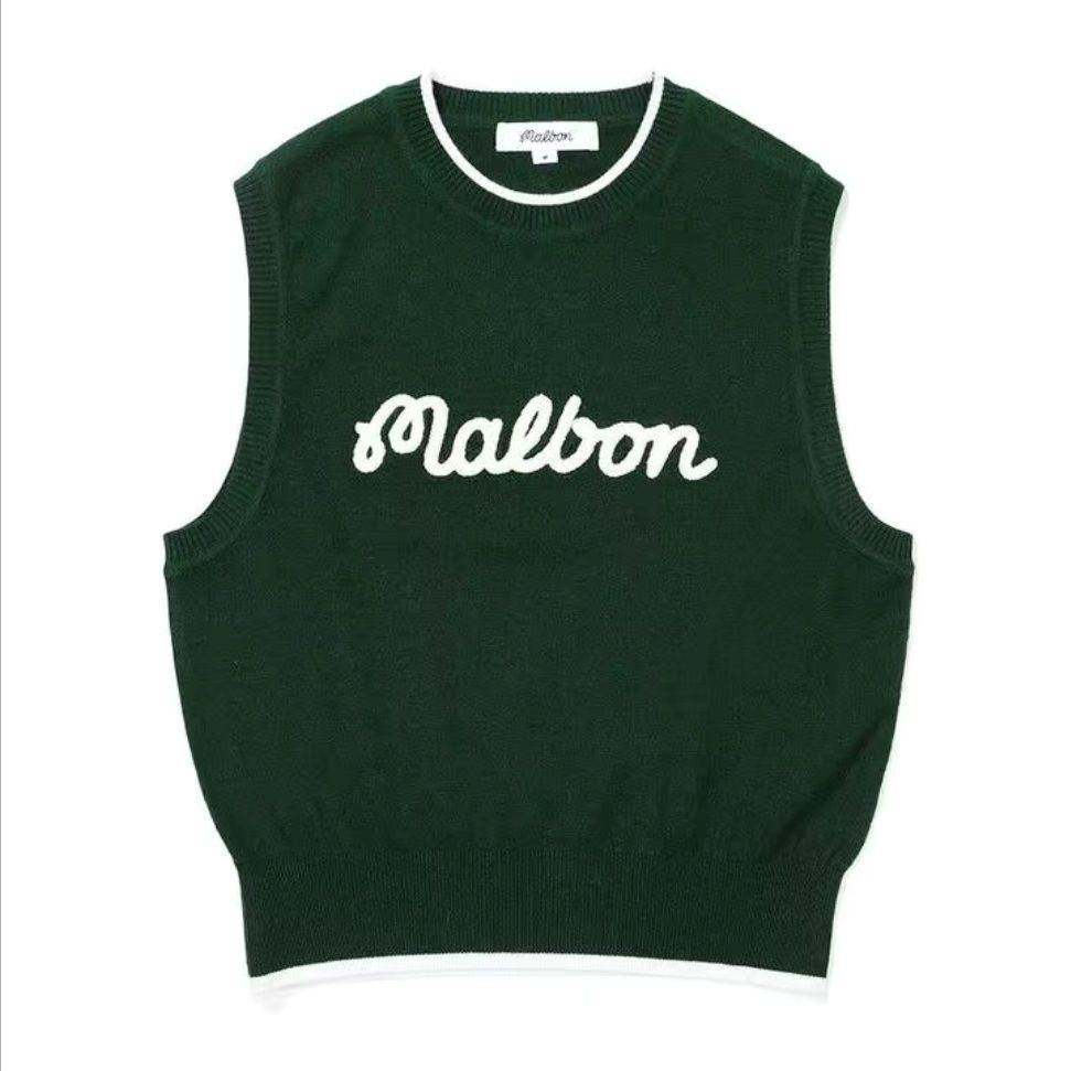 Malbon Korea Women's Round Neck Knit Vest knitted golf vest sleeveless top shirt