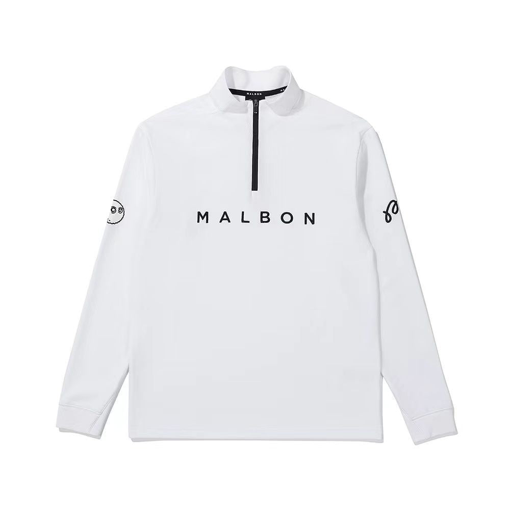 MALBON Golf Korea Men Shirt Long Sleeve Half-high Neck Jersey Light Outdoor Sports Casual Zipper Top