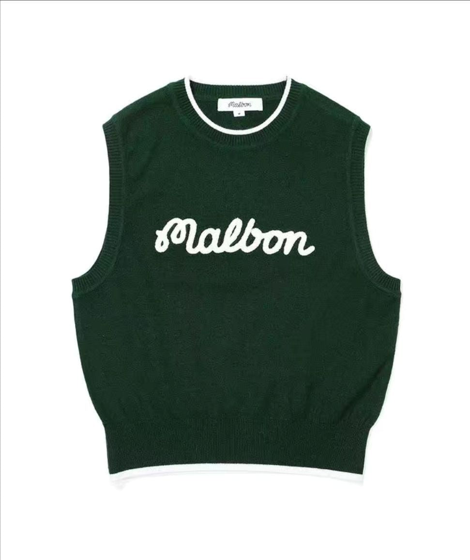 Malbon Korea Women's Round Neck Knit Vest knitted golf vest sleeveless top shirt