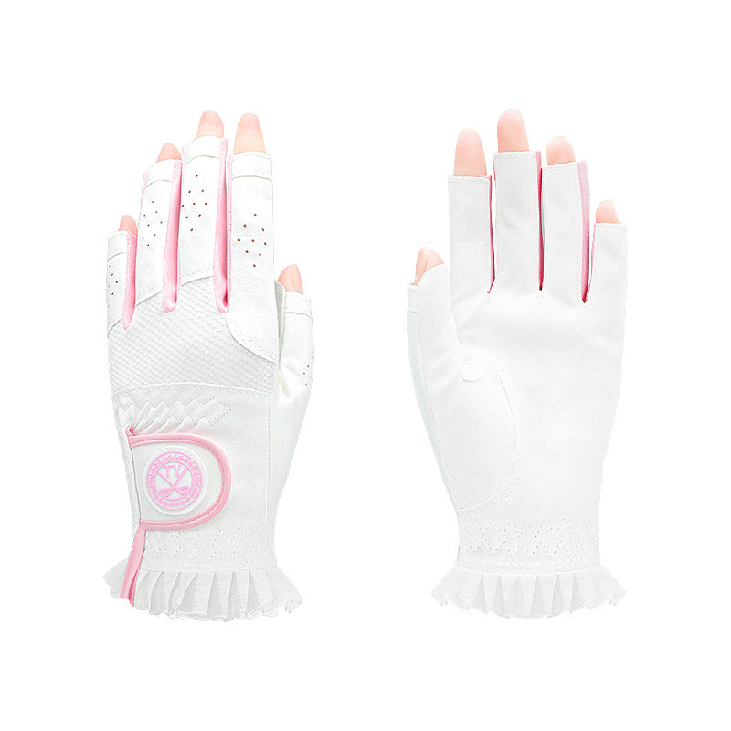 GREEN STAR Ladies Lace Golf Gloves half-finger gloves set