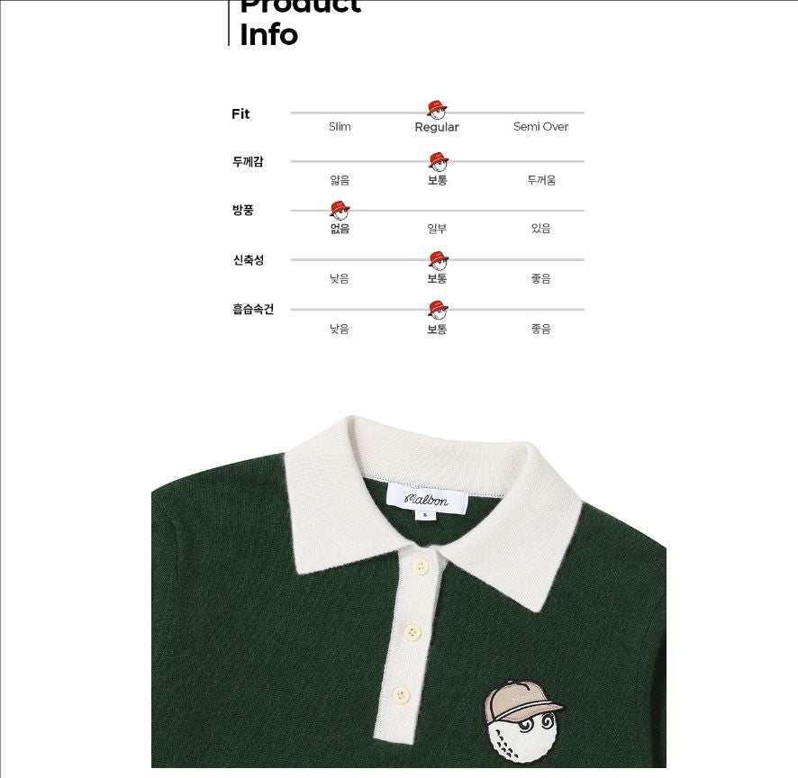 MALBON golf Korea Women FW cashmere sweater long sleeve knit embroidery sports polo pullover shirt