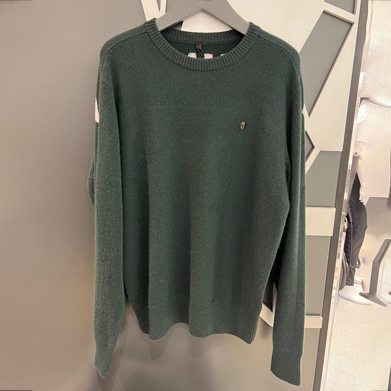 AMAZINGCRE Korea Men's Round Neck Knitted Golf Sweater Knit Shirt