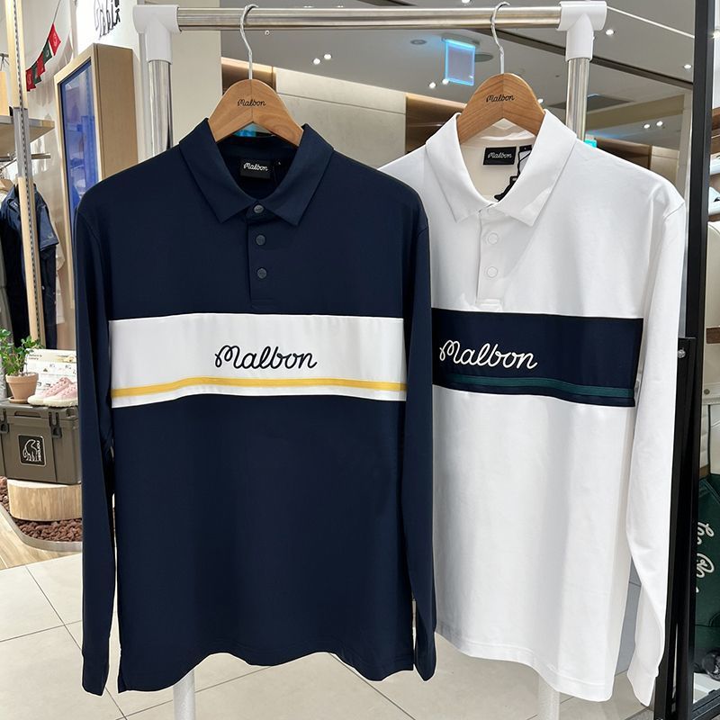 Malbon Korea Men's Tech Color Block Polo Shirt