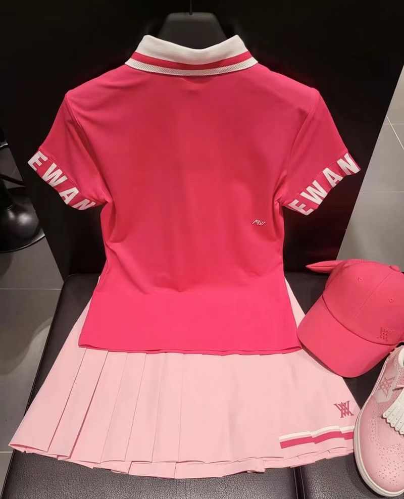 ANEW Golf Korea Summer Women's Short Sleeve T-Shirt Jersey Top Polo Golf Shirt