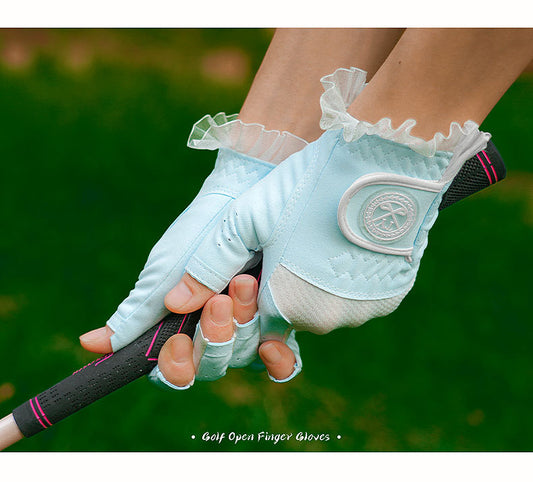 GREEN STAR Ladies Lace Golf Gloves half-finger gloves set