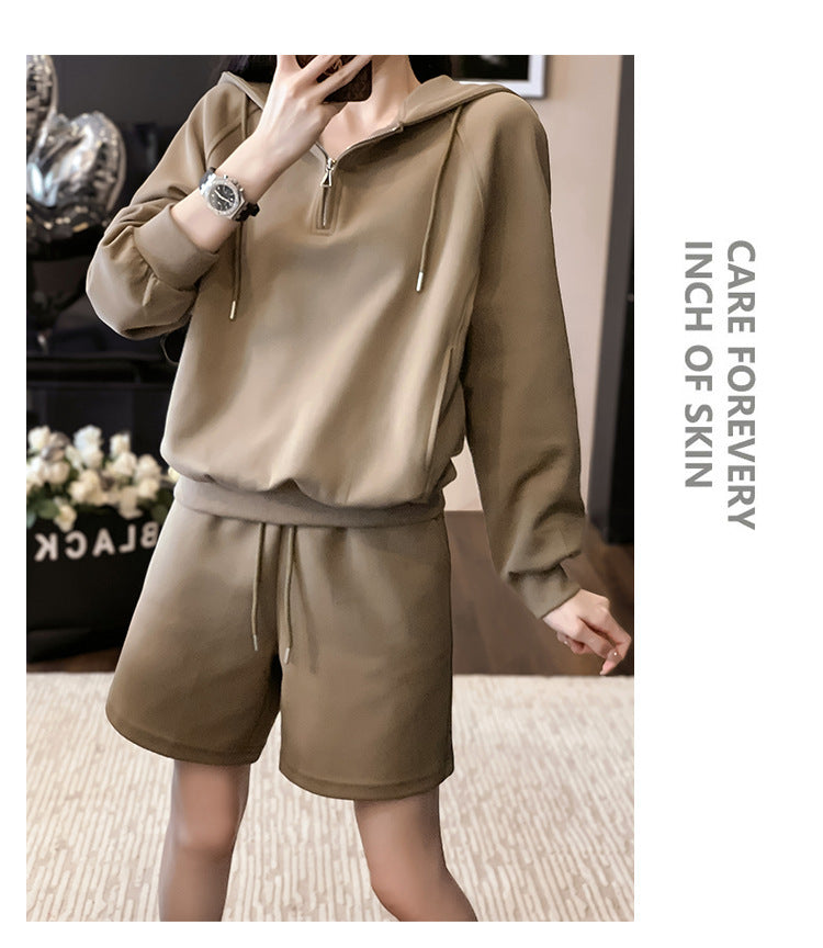 GREEN STAR Golf Two-Piece Casual Set Zip-Up Shirt + Shorts set