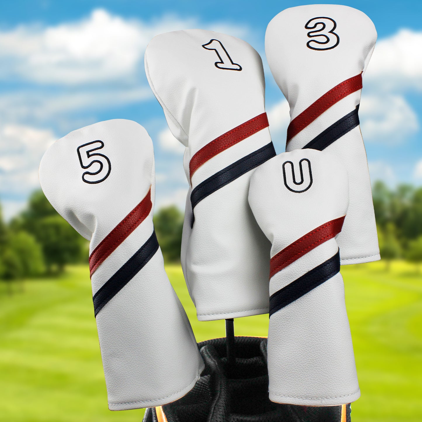 Stripes Golf Club Covers Waterproof PU Club Protector Covers