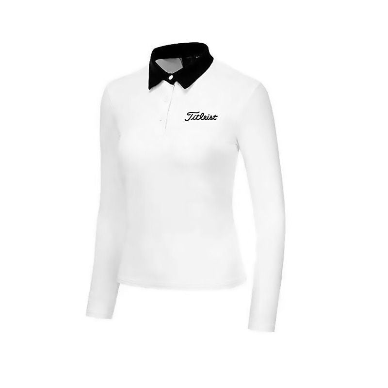 Titleist Korea Women Long-Sleeve Collar Shirt FW Quick Dry Casual Slim Fit Top Sports T-Shirt