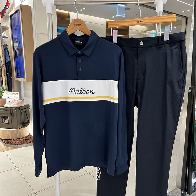 Malbon Korea Men's Tech Color Block Polo Shirt
