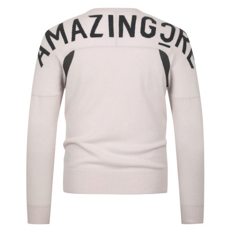 AMAZINGCRE Korea Men's Round Neck Knitted Golf Sweater Knit Shirt