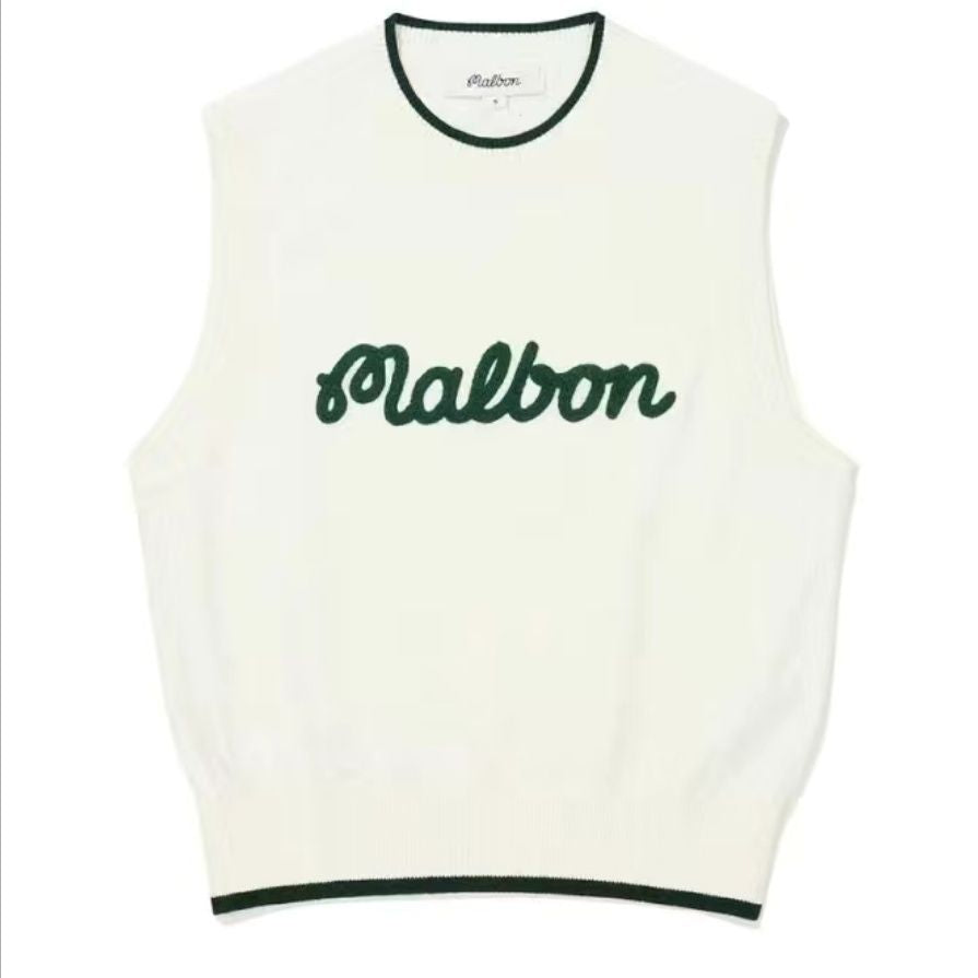 Malbon Korea Women's Round Neck Knit Vest knitted golf vest sleeveless top shirt