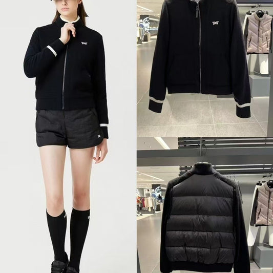 PXG Korea Women Winter Knit Jacket Hybrid Down Cardigan Wool Outerwear