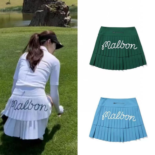 New Malbon Korea Women's Double Tiered Pleated Golf Skirt