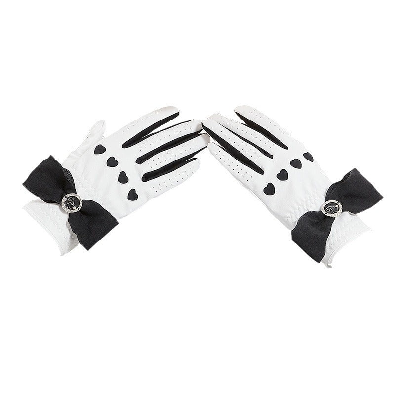 GREEN STAR Ladies Bow & Heart Luxury Golf Gloves Set