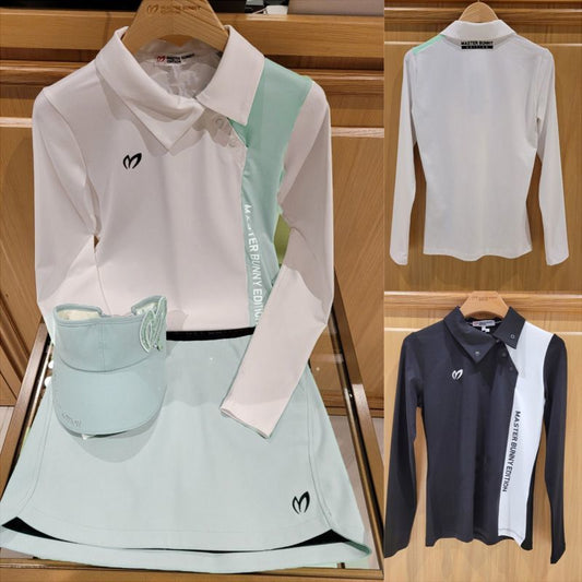 MASTER BUNNY EDITION Women SS Golf Shirt Slim Long-Sleeve Lapel T-Shirt Stretch Breathable Sweat-Wicking Jersey