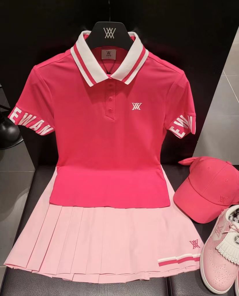 ANEW Golf Korea Summer Women's Short Sleeve T-Shirt Jersey Top Polo Golf Shirt