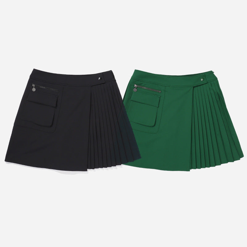 Malbon Korea Half-Pleated Zipper Pocket Golf Skirt for Women