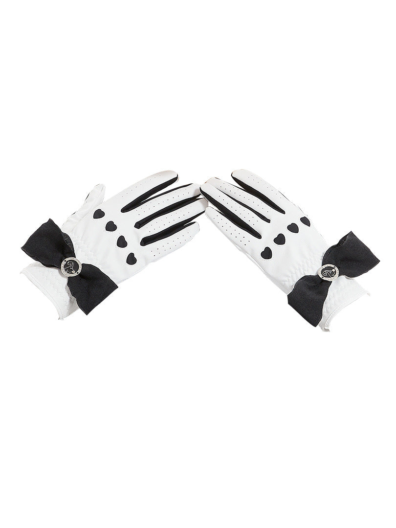 GREEN STAR Ladies Bow & Heart Luxury Golf Gloves Set