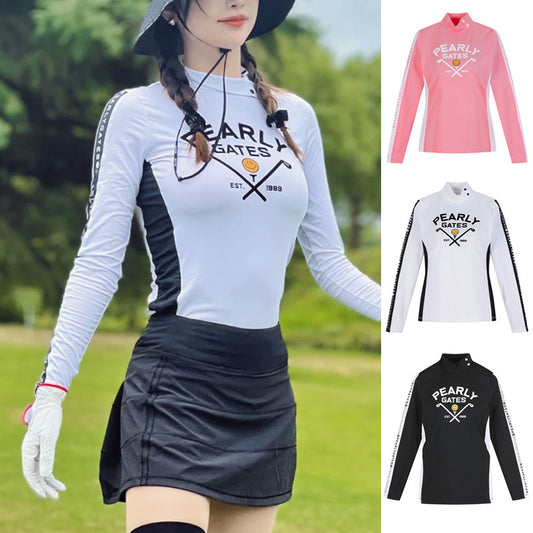 PEARLY GATES Golf Women Long Sleeve Turtle Neck Quick Dry Slim Shirt