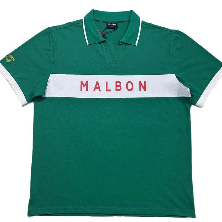 MALBON Korea Waffle Collar Block Shirt Men's Polo Shirt Quick Drying Top