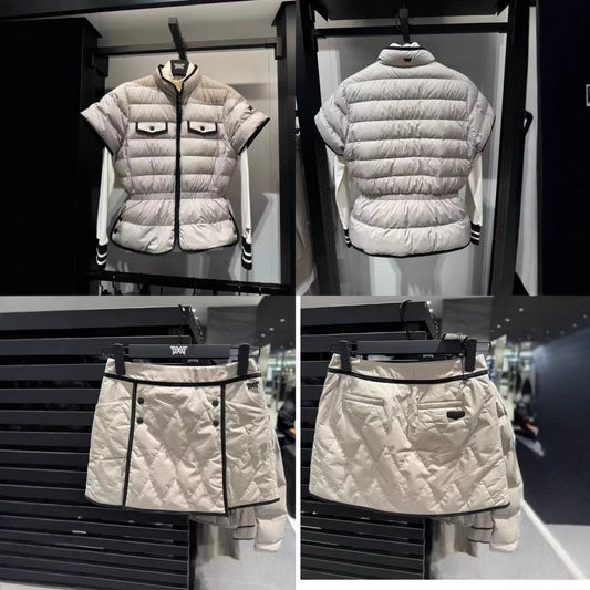 PXG Korea Women Two-Piece Set Quilted Jacket & Skirt 24 AW winter golf outerwear