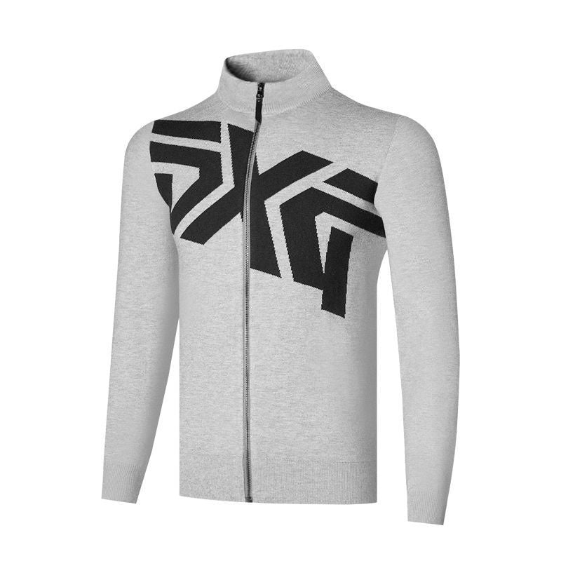 PXG Korea Men Golf Zip Sweater FW Long Sleeve Turtleneck Zip Knit Cardigan Winter Sports Jacket Outerwear