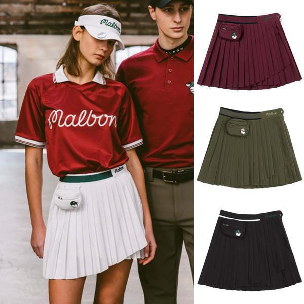 Malbon Korea Golf Skirt with Small Bag, quick dry pleated skirt for women+ detachable ball bag