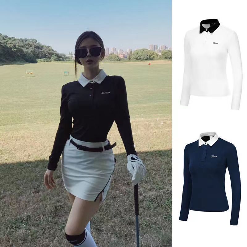 Titleist Korea Women Long-Sleeve Collar Shirt FW Quick Dry Casual Slim Fit Top Sports T-Shirt