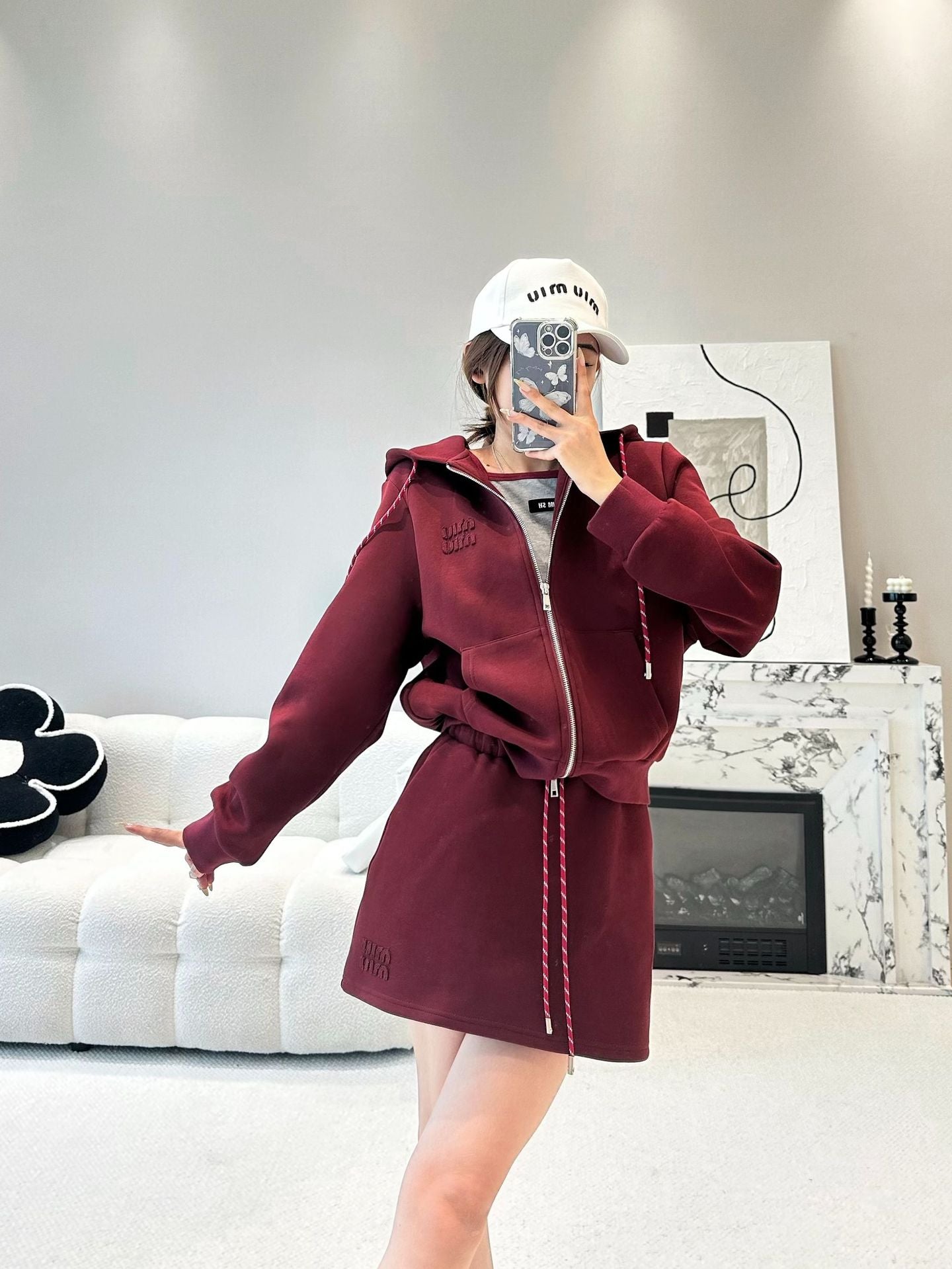 GREEN STAR Golf Two-Piece Set New High-end casual sportswear Women's Hooded Sweatshirt Jacket + Skirt set